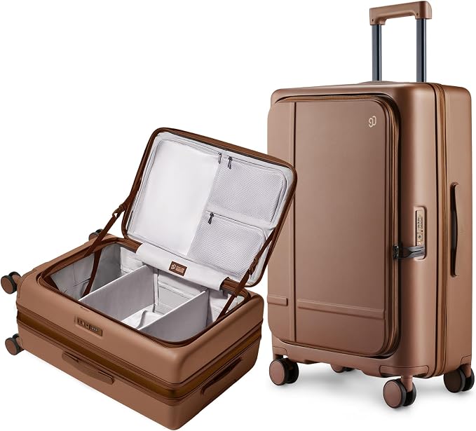 NINETYGO Medium Checked Luggage 25 Inch, Flat Top Opening Checking In Luggage by NINETYGO
