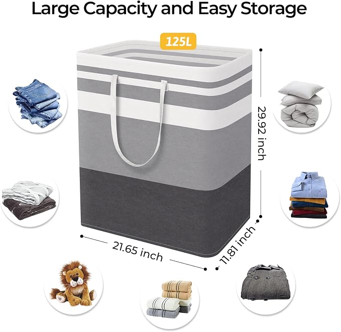 HomeHacks 2-Pack Large Laundry Basket, Waterproof, Freestanding Laundry Hamper - Image 4
