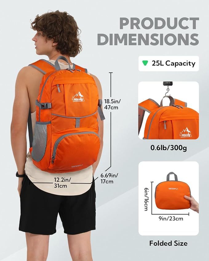 WATERFLY Hiking Foldable Daypack Backpack: 25L Ultra Lightweight Packable - Image 2