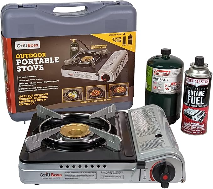 Grill Boss Dual Fuel Portable Stove, Dual Fuel Butane & Propane Stoves by ChefMasterProfessional