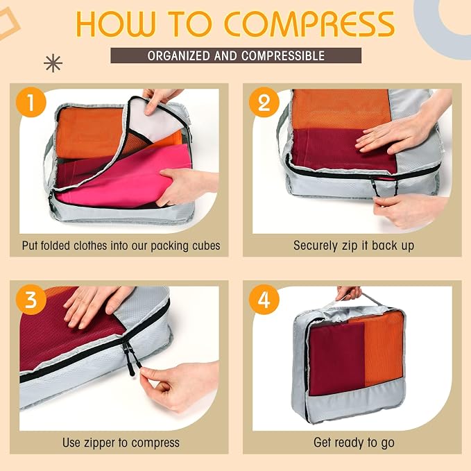 5 Pcs Packing Cubes for Suitcase Large Travel Cubes Carry on Luggage Organizer - Image 4