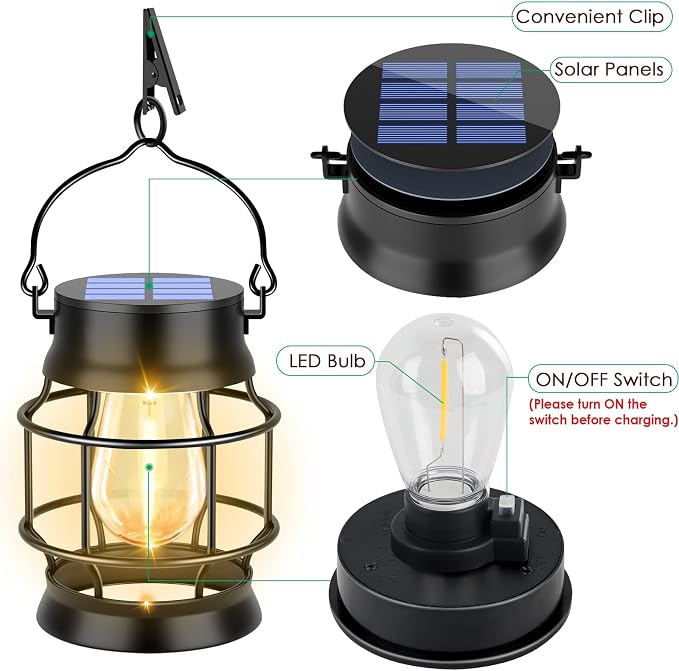 UBright 2 Pack Solar Lantern Lights Outdoor Waterproof Metal Hanging Solar - Image 3