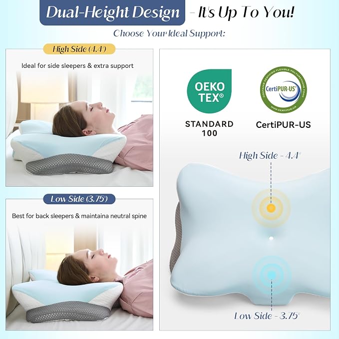 Cervical Pillow for Neck Support, Memory Foam Contour Pillow, Ergonomic - Image 4