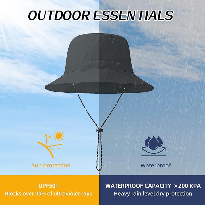 Durio Waterproof Bucket Hats for Woman UPF 50+ Sun Hat UV Protection Packable - Image 2