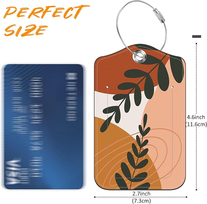 Boho Abstract Leaves Luggage Tag - Image 2