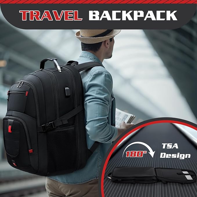 Extra Large 55L Travel Backpack, 18 inch Laptop Bag - Image 5