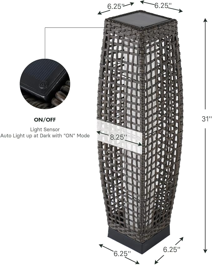 Grand patio 2-Piece Outdoor Floor Lamp Solar Powered Lantern Water-Resistant - Image 9