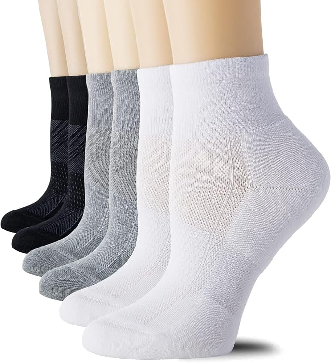 CS CELERSPORT 6 Pairs Women's Running Ankle Socks Athletic Sport Socks Cushioned by CSCELERSPORT
