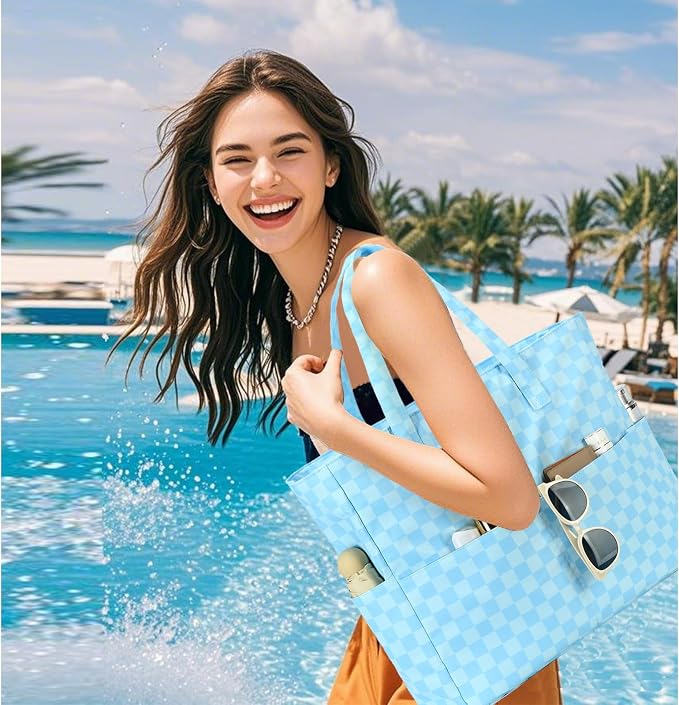 LEDAOU Beach Bag Waterproof Sandproof Women Tote Bag Pool Bag - Image 4