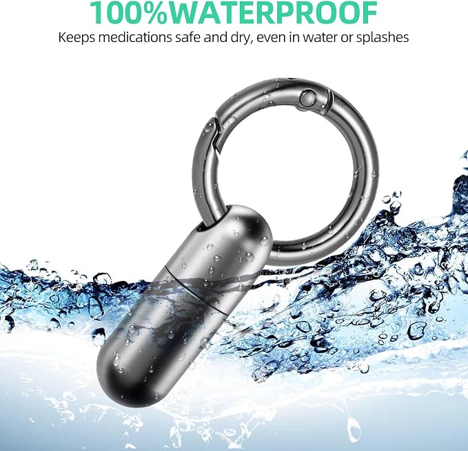 Titanium Keychain Pill Holder Waterproof Lightweight Portable Pocket Mini Pill - Image 3
