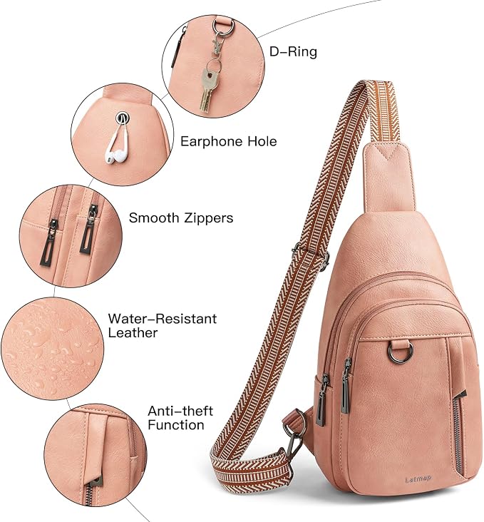 7L Sling Bag for Women Men Leather Small Sling Backpack Daypack Anti Theft - Image 4
