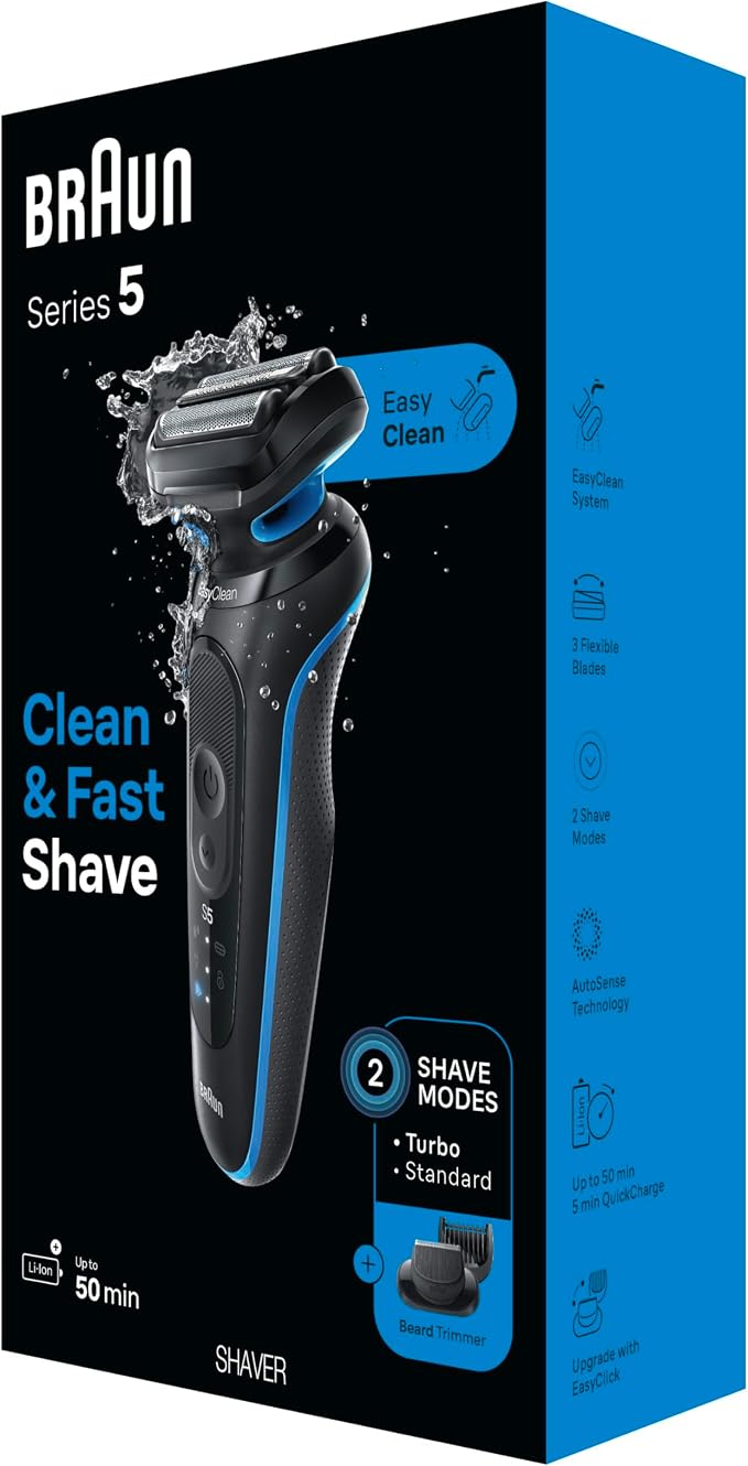 Braun Electric Shaver for Men, Series 5 5120s, Wet & Dry Shave, Turbo Shaving - Image 9
