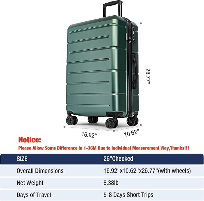 KYME 26 Inch Luggage TSA Approved Hardshell 26" Suitcases - Image 7