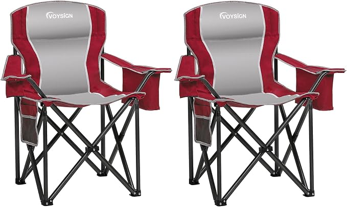 Padded Camping Chairs for Adults, Oversized Folding Outdoor Chairs, Weight by VOYSIGN