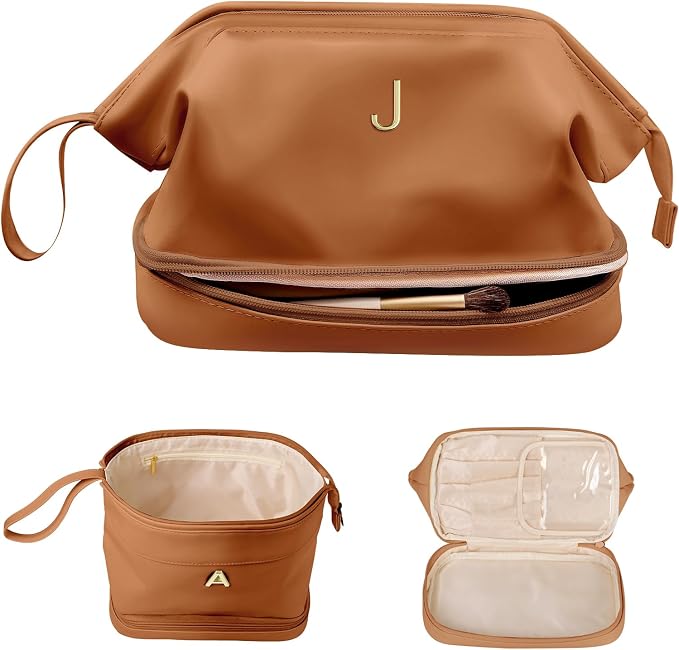 Cute Female Gift, Personalized Makeup Bag, Monogrammed Gifts, Initial Double by Vogewood