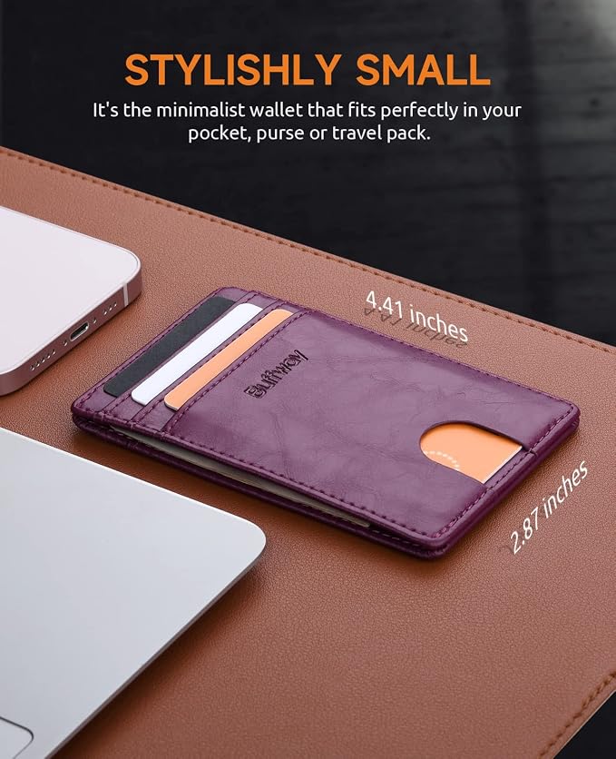 Buffway Mens Slim Wallet, Minimalist Thin Front Pocket Leather Credit Card - Image 6