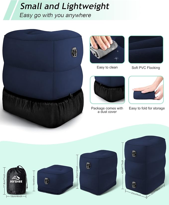 JefDiee Inflatable Travel Foot Rest Pillow, Kids Airplane Bed, Adjustable 3 - Image 3