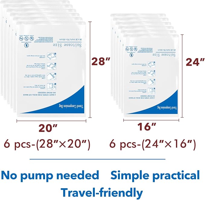 12 Pack Compression Bags for Travel | Vacuum Seal Storage Bags for Luggage & - Image 7