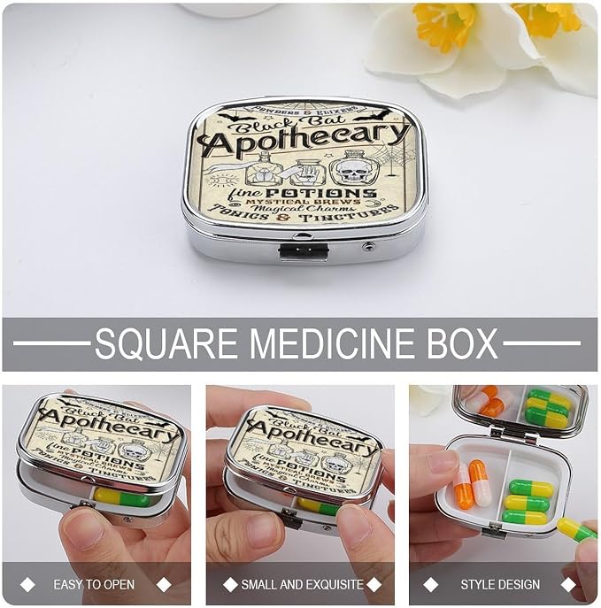 Metal 2 Compartment Pill Organizer Travel Friendly Portable Compact Pill Box - Image 4