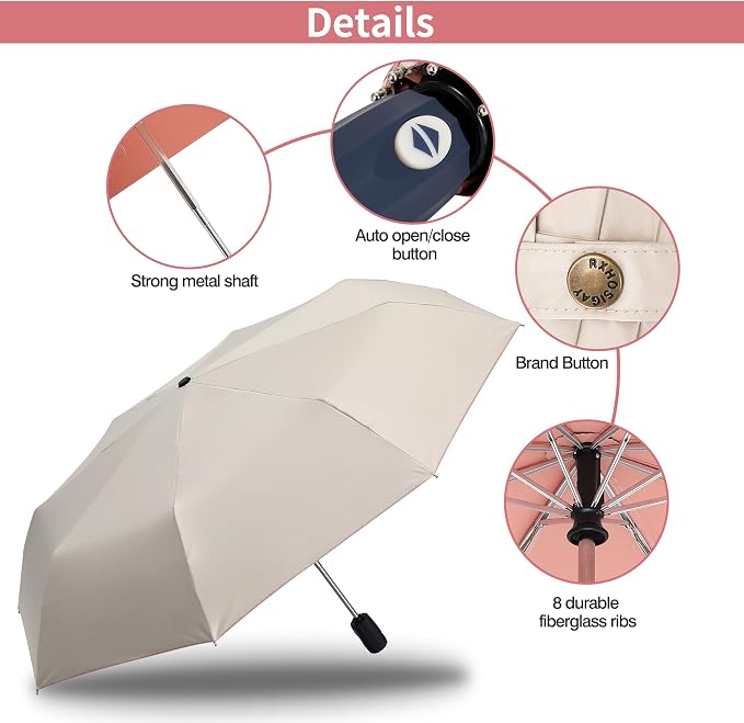 Color Glue Coating Sun Umbrella UV Protection Compact Folding Windproof - Image 5