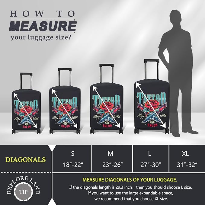 Explore Land Travel Luggage Cover Suitcase Protector Fits 23-26 Inch Case - Image 5