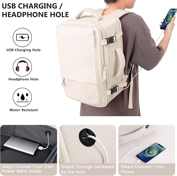 Travel Backpack for Women, Large Carry On Backpack for Travel, Waterproof - Image 5