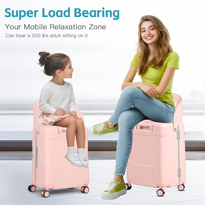 20" Carry-On Luggage with Seat for Kids & Adults, Lightweight Hardside Ride-On - Image 6