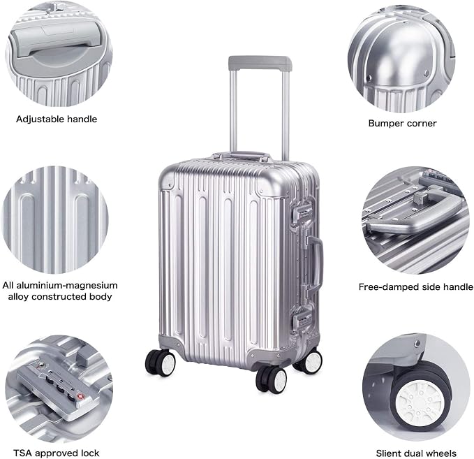 TRAVELKING All Aluminum Carry On Luggage - Image 2