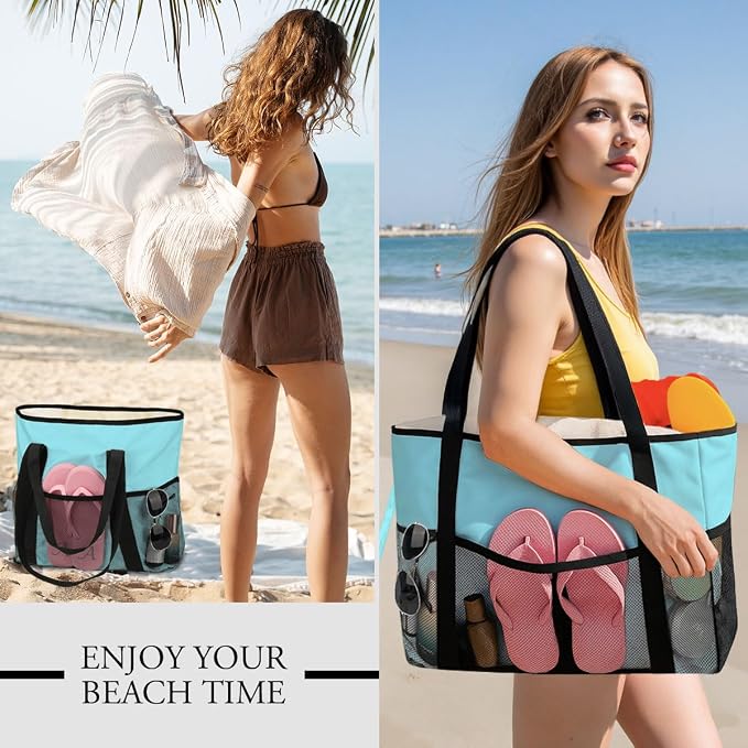Sandproof Beach Bag with Zipper - Image 5
