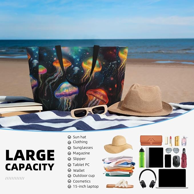 Beach Bag for Women Beach Tote Bag Waterproof Sandproof Large Bags - Image 5