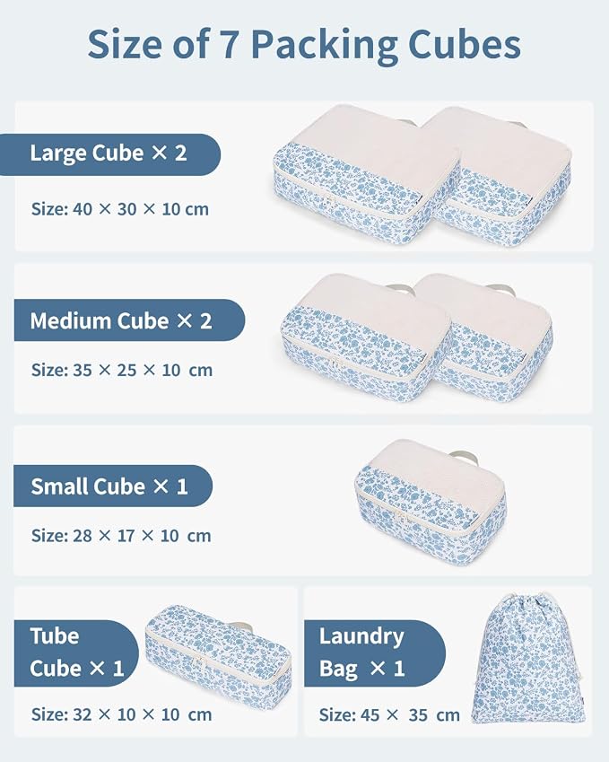 Narwey 7 Set Floral Packing Cubes - Image 4