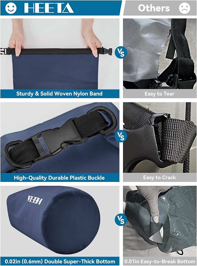 HEETA Waterproof Dry Bag for Women Men 5L/10L/20L/30L/40L Roll Top Lightweight - Image 6