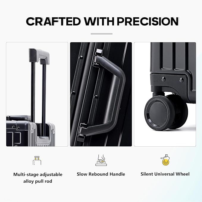 YYW Aluminum Carry-On Luggage Airline Approved Lightweight Suitcase - Image 5