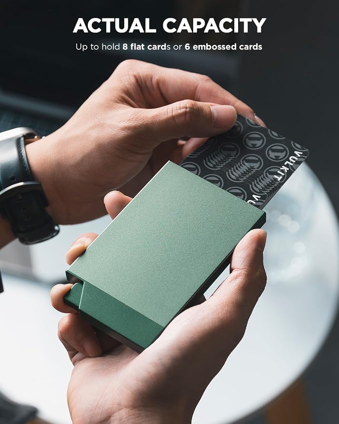 VULKIT Pop up Card Holder Minimalist Credit Card Holder RFID Blocking Slim - Image 2