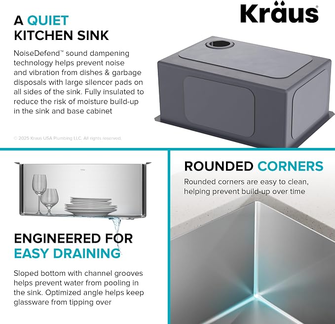 Kraus KHU111-25 Standart PRO 16 Gauge Undermount Single Bowl Stainless Steel - Image 10