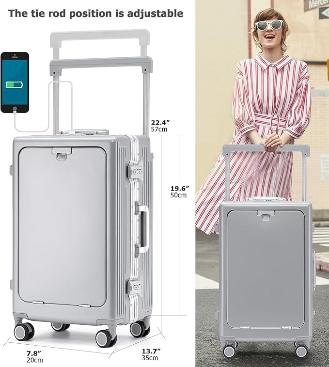 feilario 20" Aluminium Frame Hardside PC Carry on Luggage - Image 2