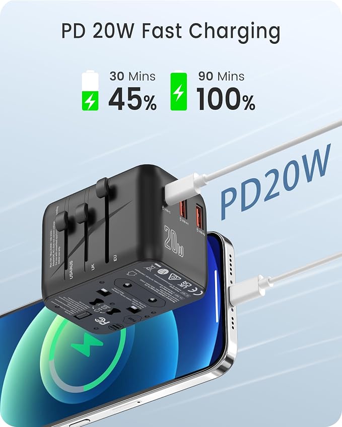 LENCENT Universal Travel Adapter, PD20W International Charger - Image 3