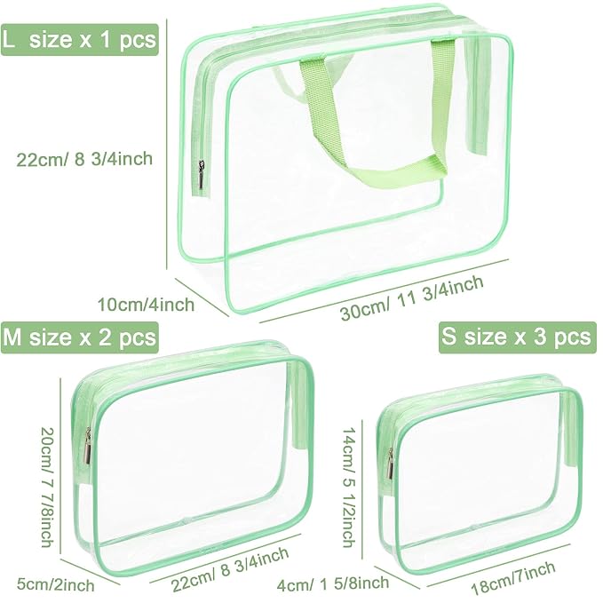 APREUTY Clear Makeup Bags, TSA Approved 6 Pcs Cosmetic Makeup Bags Set Clear PVC - Image 5
