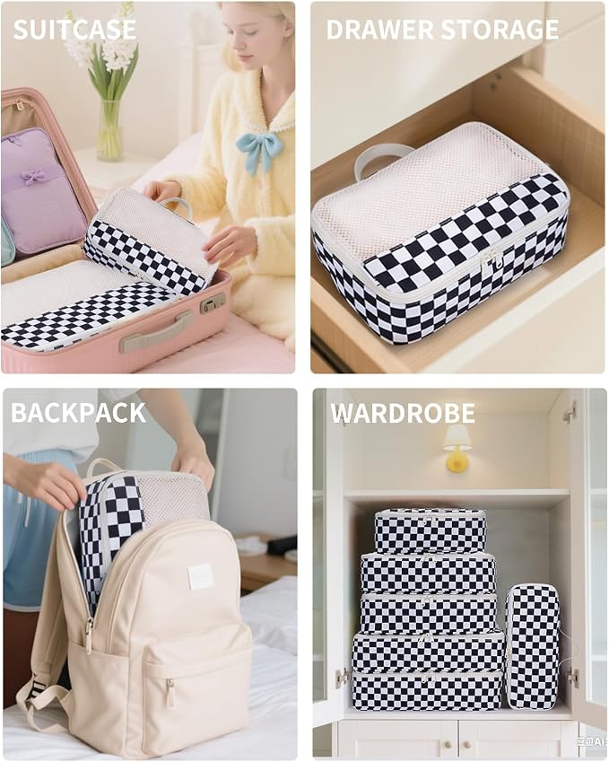 Narwey 7 Set Checkered Packing Cubes - Image 5