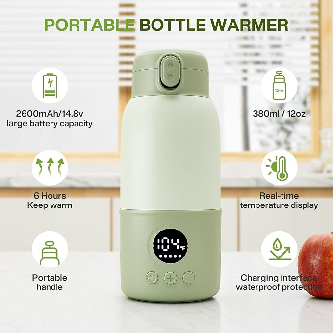 Portable Bottle Warmer for Travel, 2-Min Fast Heating Baby Bottle Warmer - Image 3