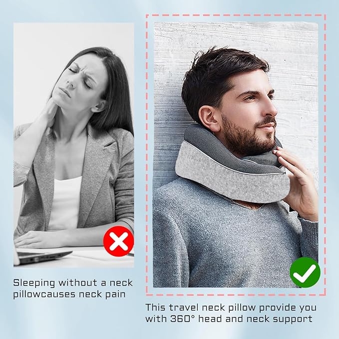 Travel Pillow, Best Memory Foam Neck Pillow Head Support Soft Pillow - Image 7