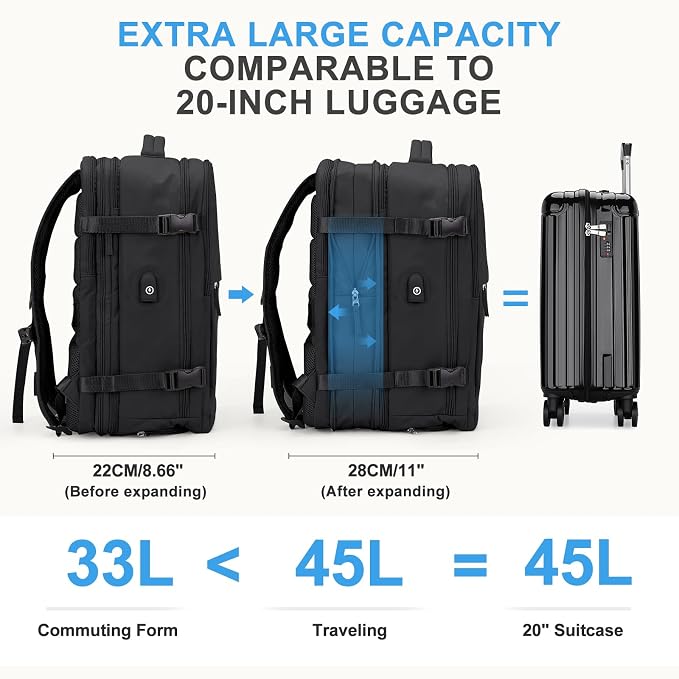 coowoz Large Travel Backpack For Women Men, Carry On Backpack, Hiking Backpack - Image 5