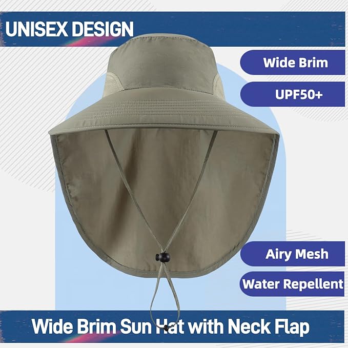 Home Prefer Outdoor UPF50+ Sun Hat Wide Brim Mesh Fishing Hat - Image 2