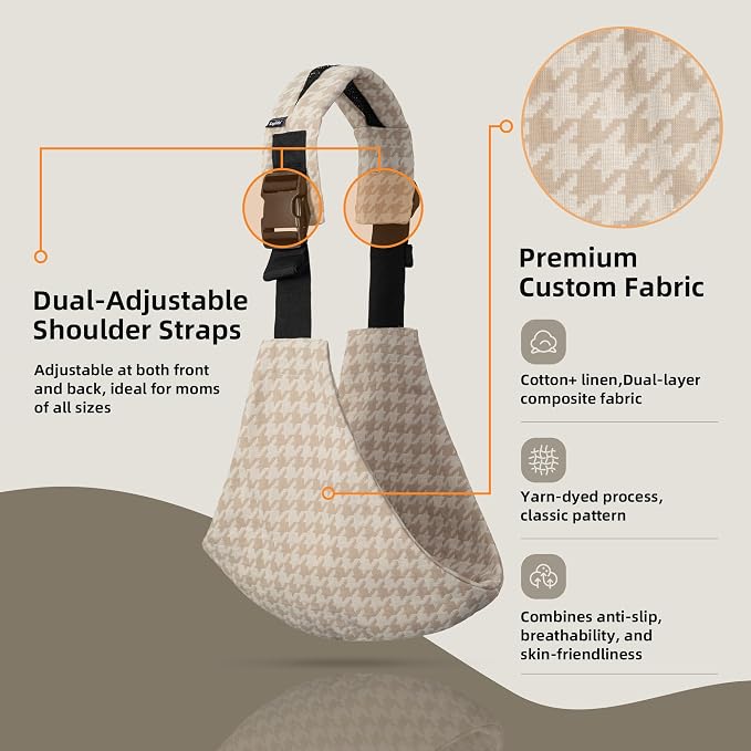 Baby Sling Carrier Newborn to Toddler, 2025 Upgraded Houndstooth Baby Sling - Image 3