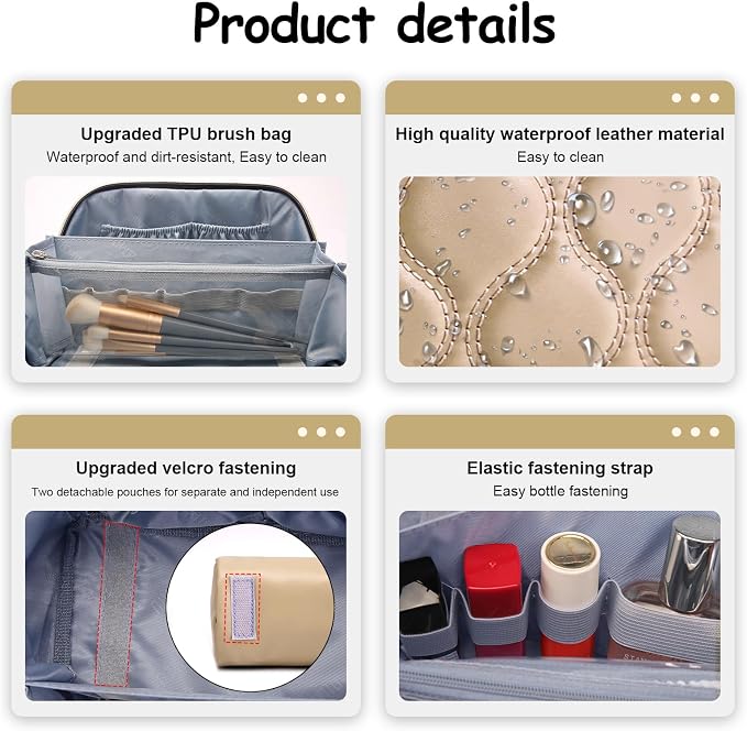 Travel Makeup Bags for Women Cosmetic Bag: Puffy Make up Bags Set of 3 - Image 4