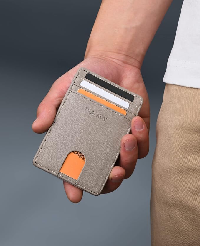 Buffway Mens Slim Wallet, Minimalist Thin Front Pocket Leather Credit Card - Image 7