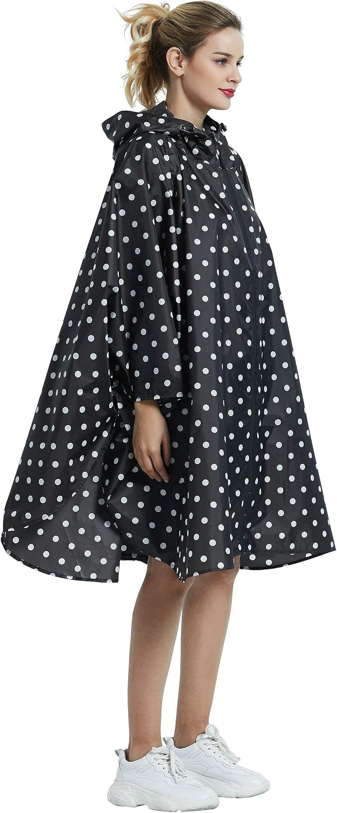 Rain Poncho Jacket Coat Hooded Zipper Style - Image 4