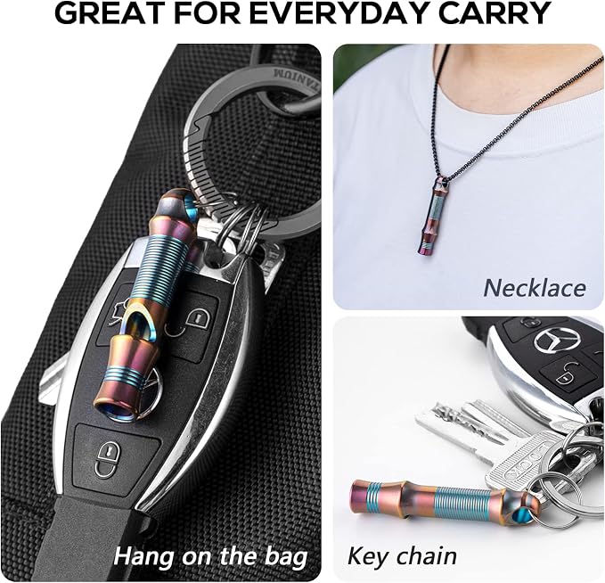 TISUR Titanium Emergency Whistle, EDC Safety Whistles Necklace Loud up to 120db - Image 7