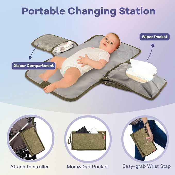 RUVALINO Diaper Bag Backpack, Large Capacity, Waterproof, Olive Green - Image 9