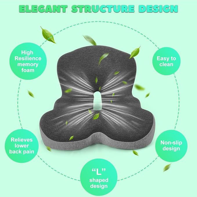 Buttocks Cushion for Office Chair Memory Foam Seat Pad for Butt Support - Image 4